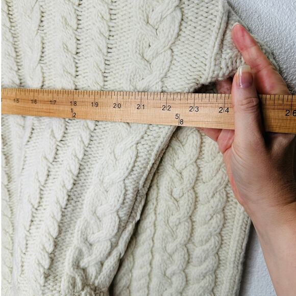 Tempest & Bentley Cream Chunky Knit 100% Wool Long Sleeve Sweater M - Picture 13 of 13